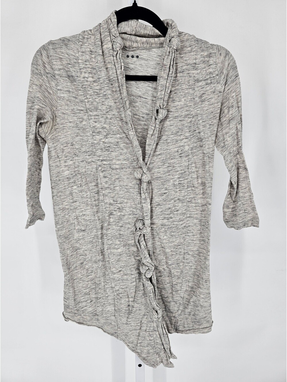 Vintage Y2K Three Dots Womens Sz S 3/4 Sleeve Cardigan Sweater Gray Lightweight